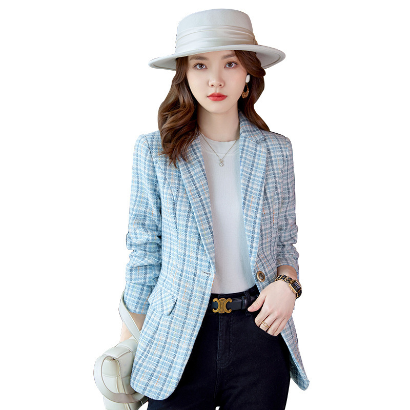 Casual Plaid Autumn Western Style Women's Clothing Long Coat - Image 4
