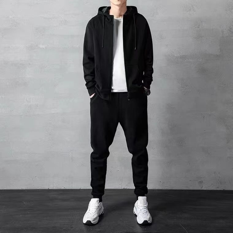 Men's Loose Zip-up Hoodie Sweater Set - Image 6