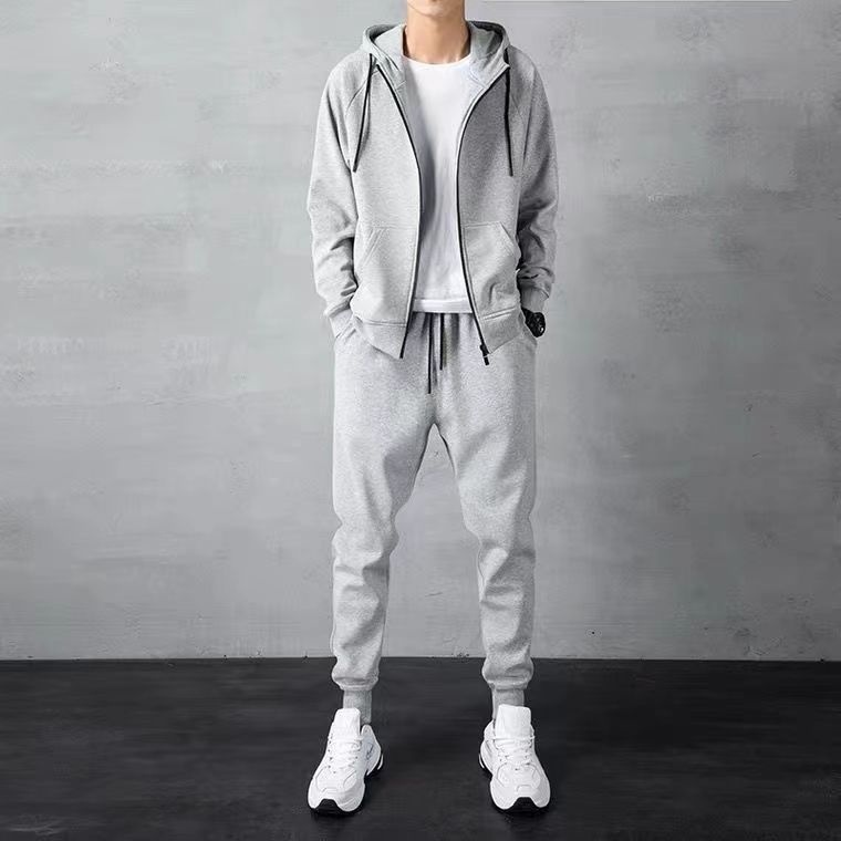 Men's Loose Zip-up Hoodie Sweater Set - Image 4