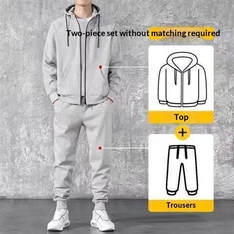Men's Loose Zip-up Hoodie Sweater Set - Image 2
