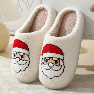 Christmas Cartoon Santa Slippers – Warm Cotton for Couples
