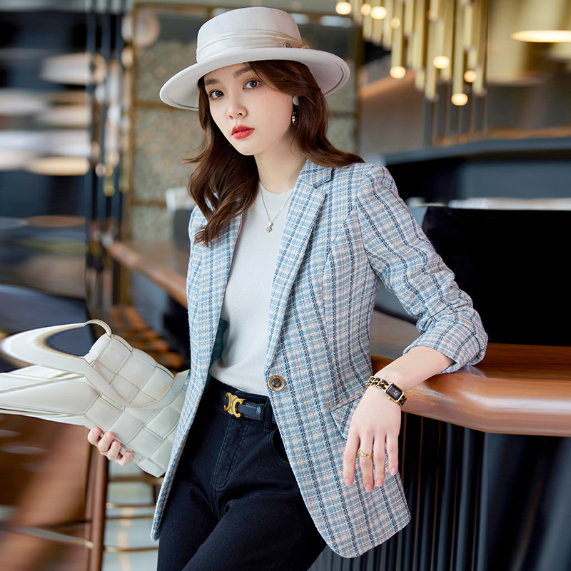 Casual Plaid Autumn Western Style Women's Clothing Long Coat - Image 2