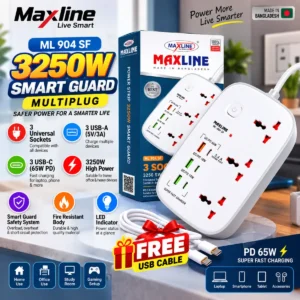 Maxline ML-904 SF 3250W Smart Guard Multiplug